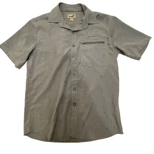 Hook & Tackle Fishing Shirt Sun Protection Short Sleeve Button Up‎ Gray M